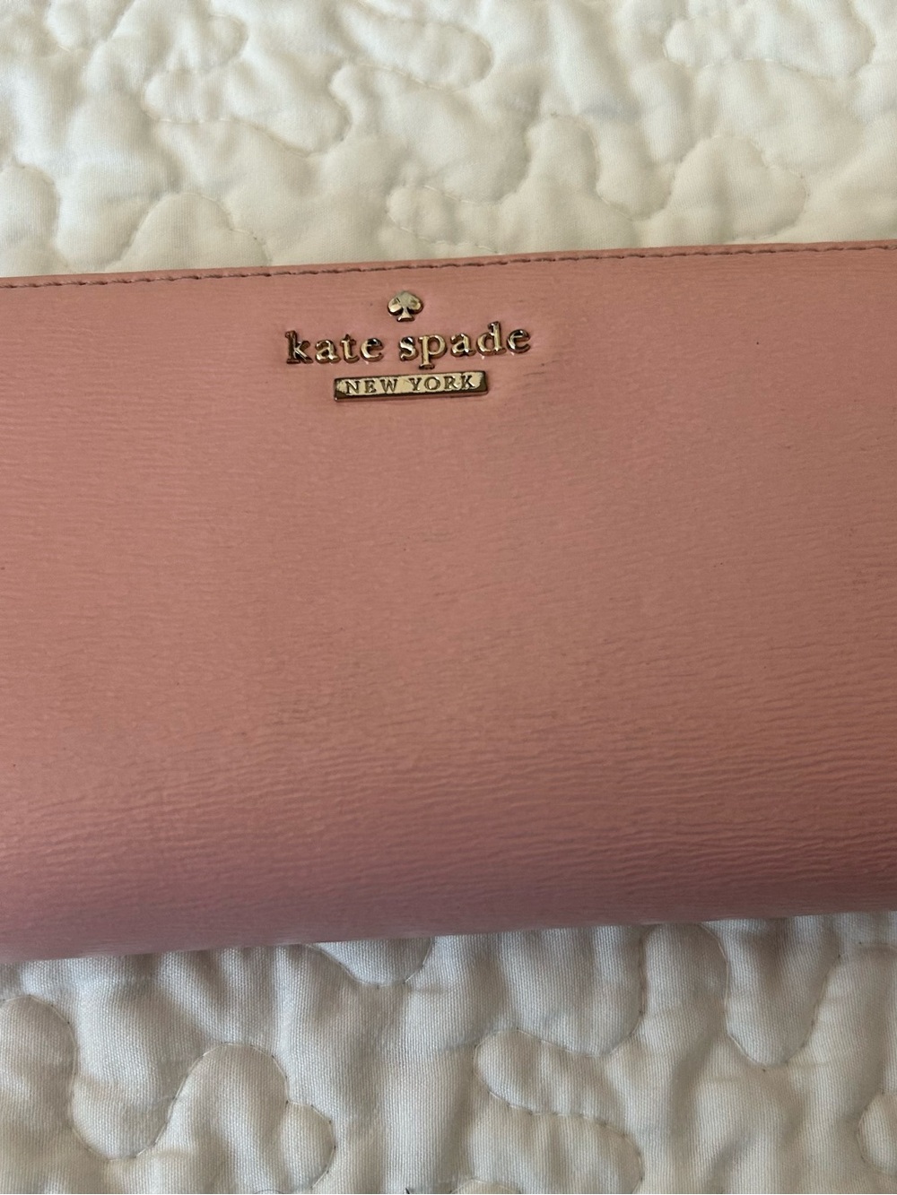 kate spade Pink Saffiano Leather Continental Wallet with Gold Logo